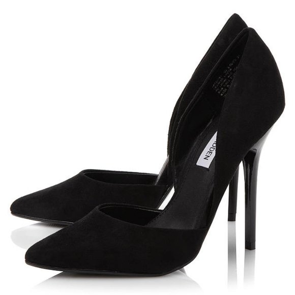Steve Madden Varcityy D'Orsay Stiletto Heels in Black Suede, Size 6. - Picture 2 of 8